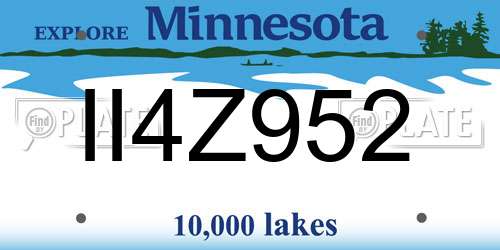 II4Z952 Minnesota License Plate