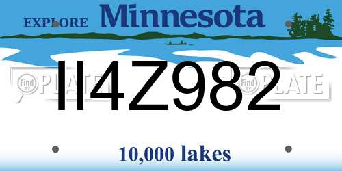 II4Z982 Minnesota License Plate