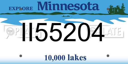 II55204 Minnesota License Plate