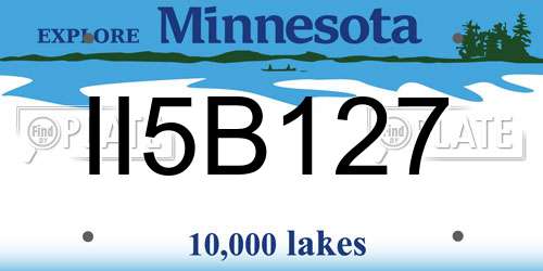 II5B127 Minnesota License Plate