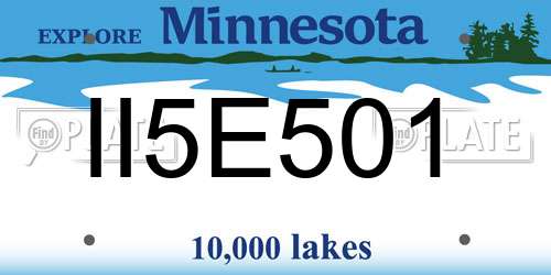 II5E501 Minnesota License Plate