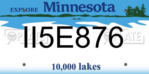 II5E876 Minnesota License Plate