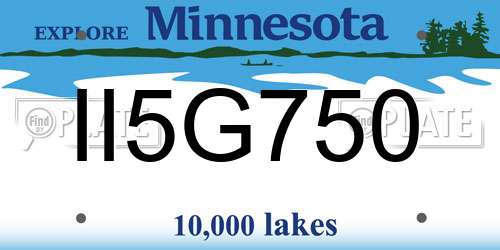 II5G750 Minnesota License Plate
