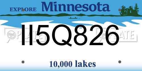 II5Q826 Minnesota License Plate