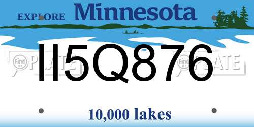 II5Q876 Minnesota License Plate