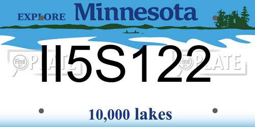 II5S122 Minnesota License Plate