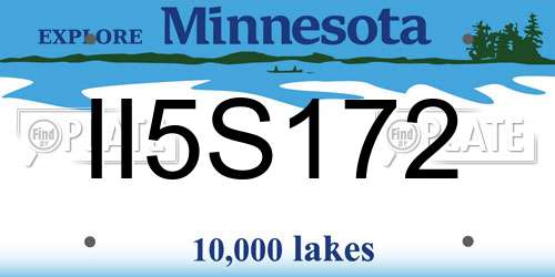 II5S172 Minnesota License Plate