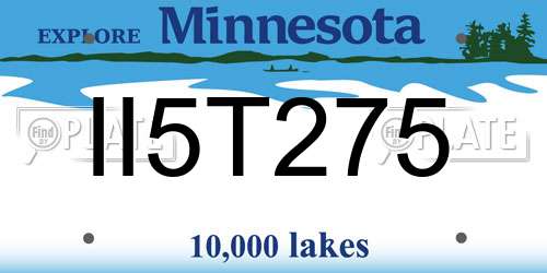 II5T275 Minnesota License Plate
