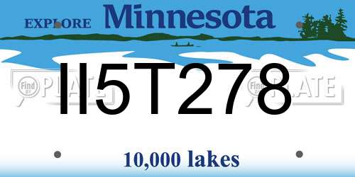 II5T278 Minnesota License Plate