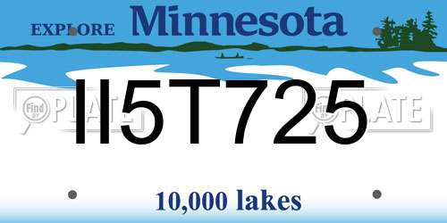 II5T725 Minnesota License Plate