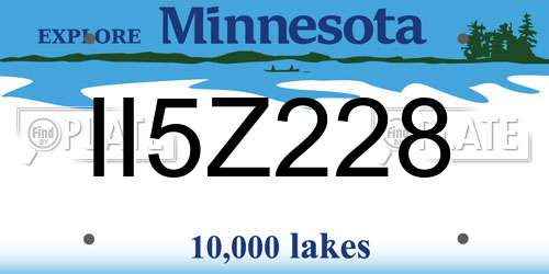 II5Z228 Minnesota License Plate