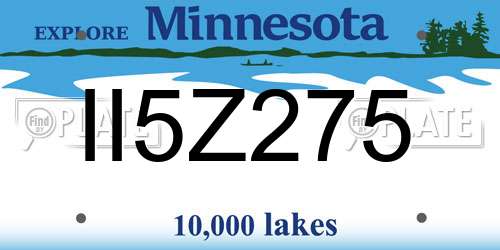 II5Z275 Minnesota License Plate