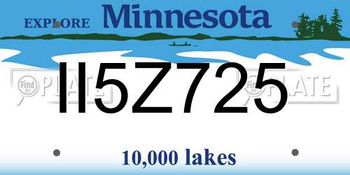 II5Z725 Minnesota License Plate