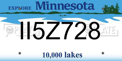 II5Z728 Minnesota License Plate