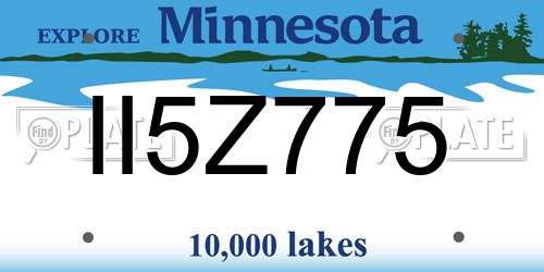 II5Z775 Minnesota License Plate