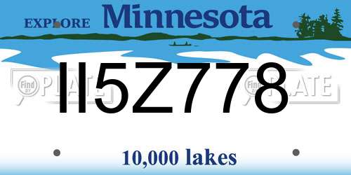 II5Z778 Minnesota License Plate