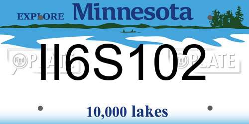 II6S102 Minnesota License Plate