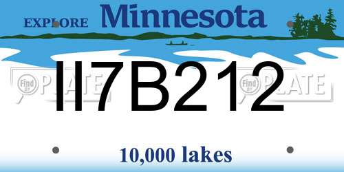 II7B212 Minnesota License Plate