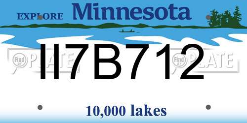 II7B712 Minnesota License Plate
