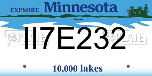 II7E232 Minnesota License Plate