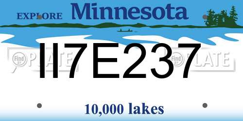 II7E237 Minnesota License Plate