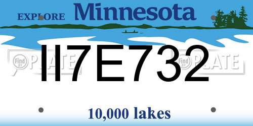 II7E732 Minnesota License Plate