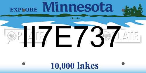 II7E737 Minnesota License Plate
