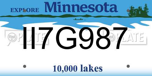 II7G987 Minnesota License Plate