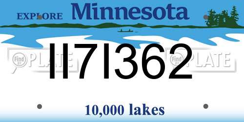 II7I362 Minnesota License Plate