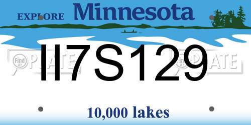 II7S129 Minnesota License Plate