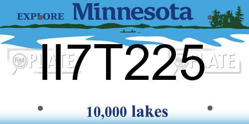 II7T225 Minnesota License Plate