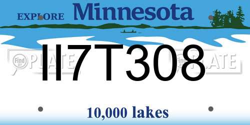 II7T308 Minnesota License Plate