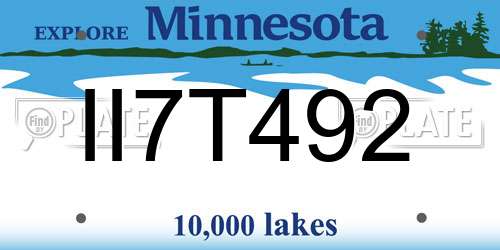 II7T492 Minnesota License Plate