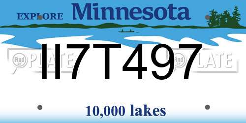 II7T497 Minnesota License Plate