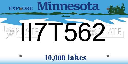 II7T562 Minnesota License Plate
