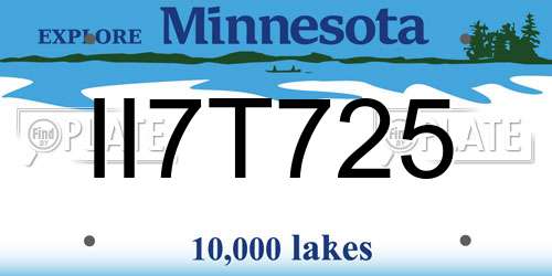 II7T725 Minnesota License Plate