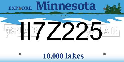 II7Z225 Minnesota License Plate