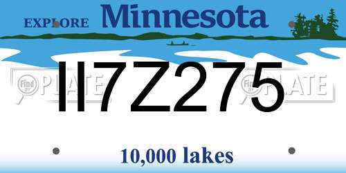 II7Z275 Minnesota License Plate