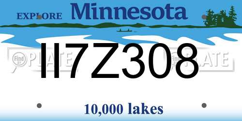 II7Z308 Minnesota License Plate