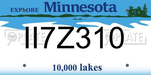 II7Z310 Minnesota License Plate