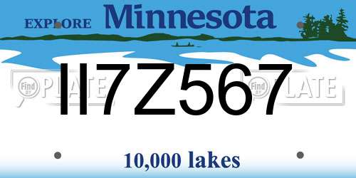 II7Z567 Minnesota License Plate