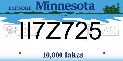 II7Z725 Minnesota License Plate
