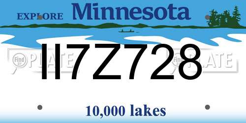 II7Z728 Minnesota License Plate