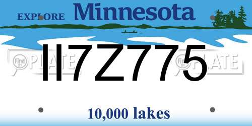 II7Z775 Minnesota License Plate