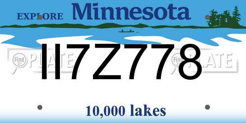 II7Z778 Minnesota License Plate