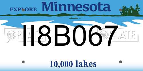 II8B067 Minnesota License Plate