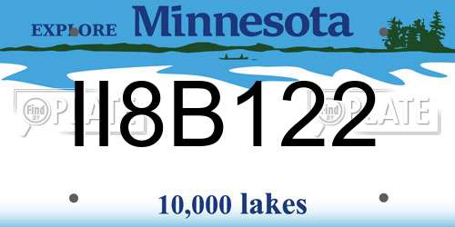 II8B122 Minnesota License Plate
