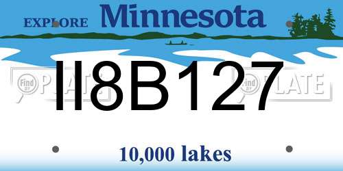 II8B127 Minnesota License Plate