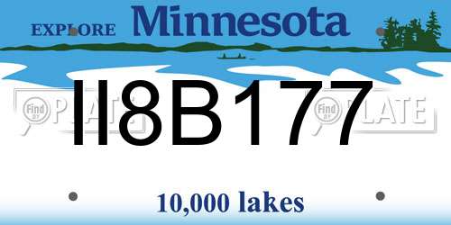 II8B177 Minnesota License Plate