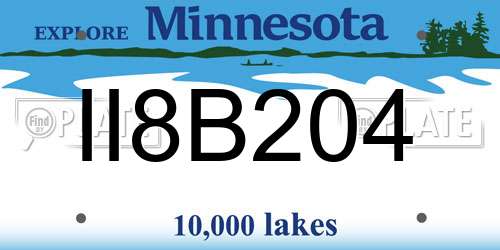 II8B204 Minnesota License Plate